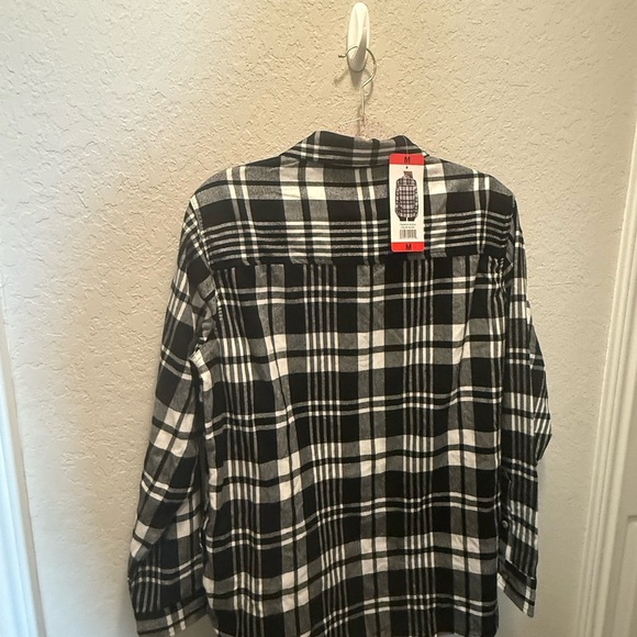 Jach's Girlfriend Women's Plaid Soft Flannel Shirt Black White Size M - Picture 2 of 5